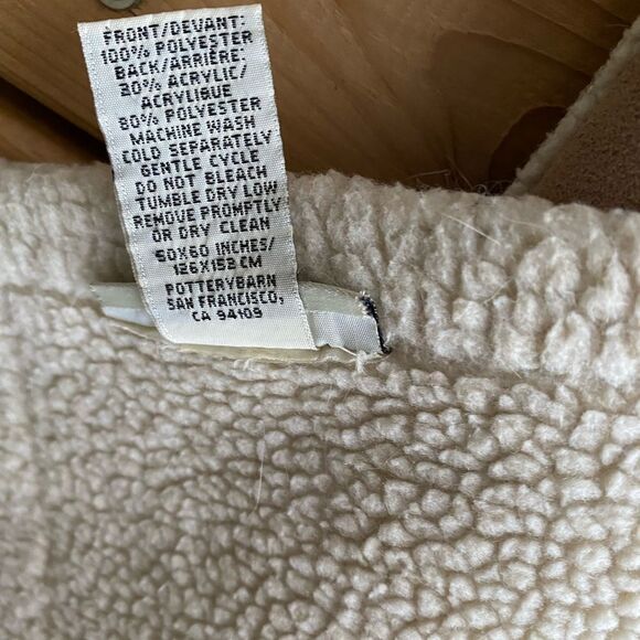 Pottery Barn Suede Sherpa Throw Blanket - Picture 3 of 5